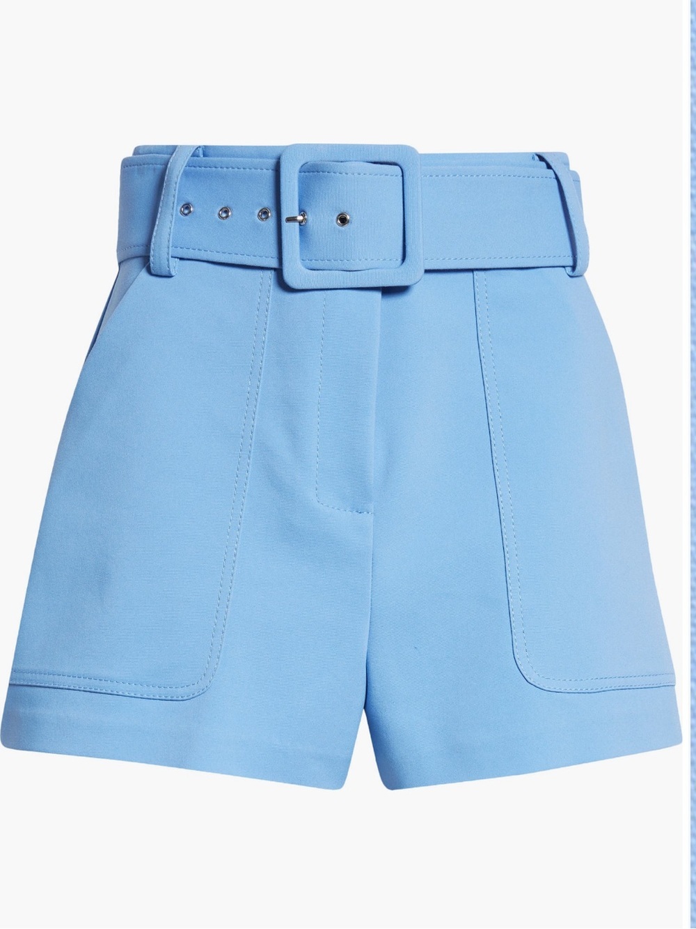 Ramy Brook Kasey High-Waist Belted Shorts in Ribbon Blue